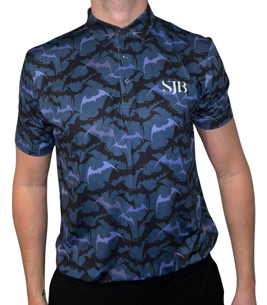 SJB Golf Logo Polo - Blue and Black Pattern