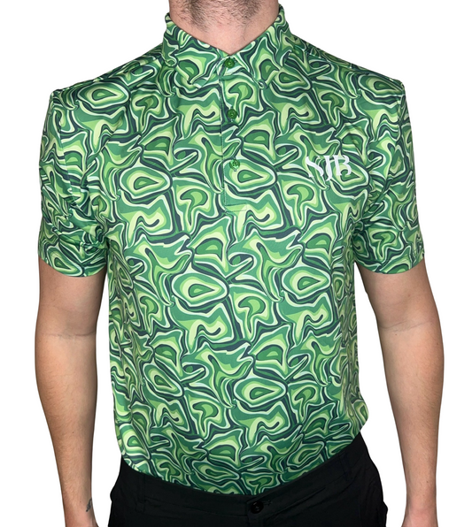 SJB Golf Logo Polo - Green Pattern