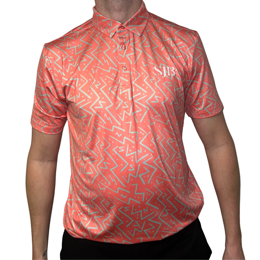 SJB Golf Logo Polo - Pink and Green Pattern